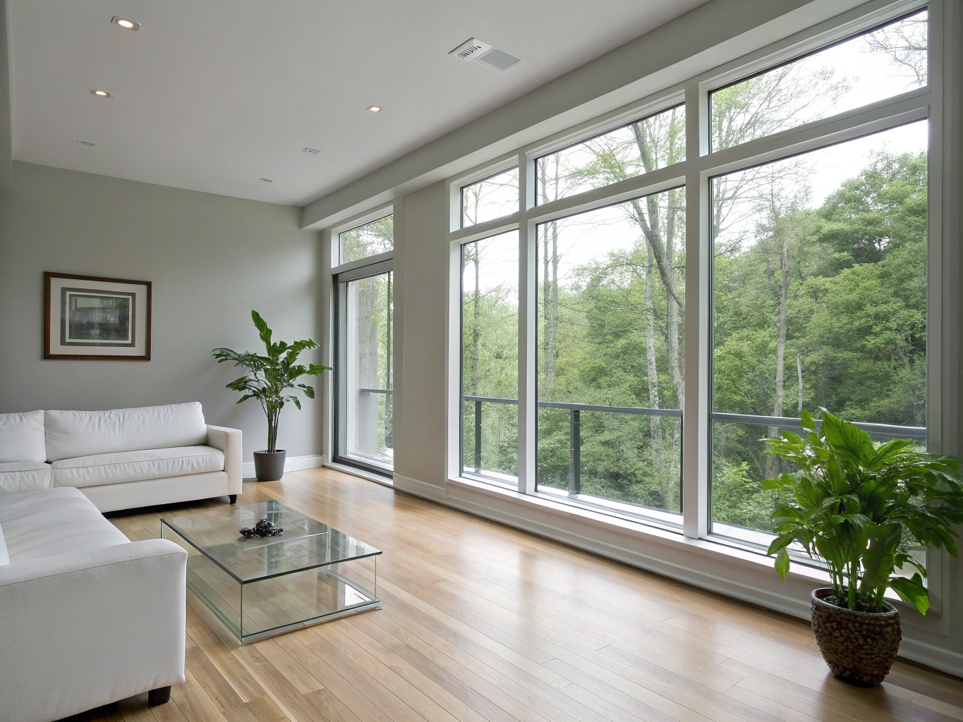 Pristine modern living room after professional cleaning