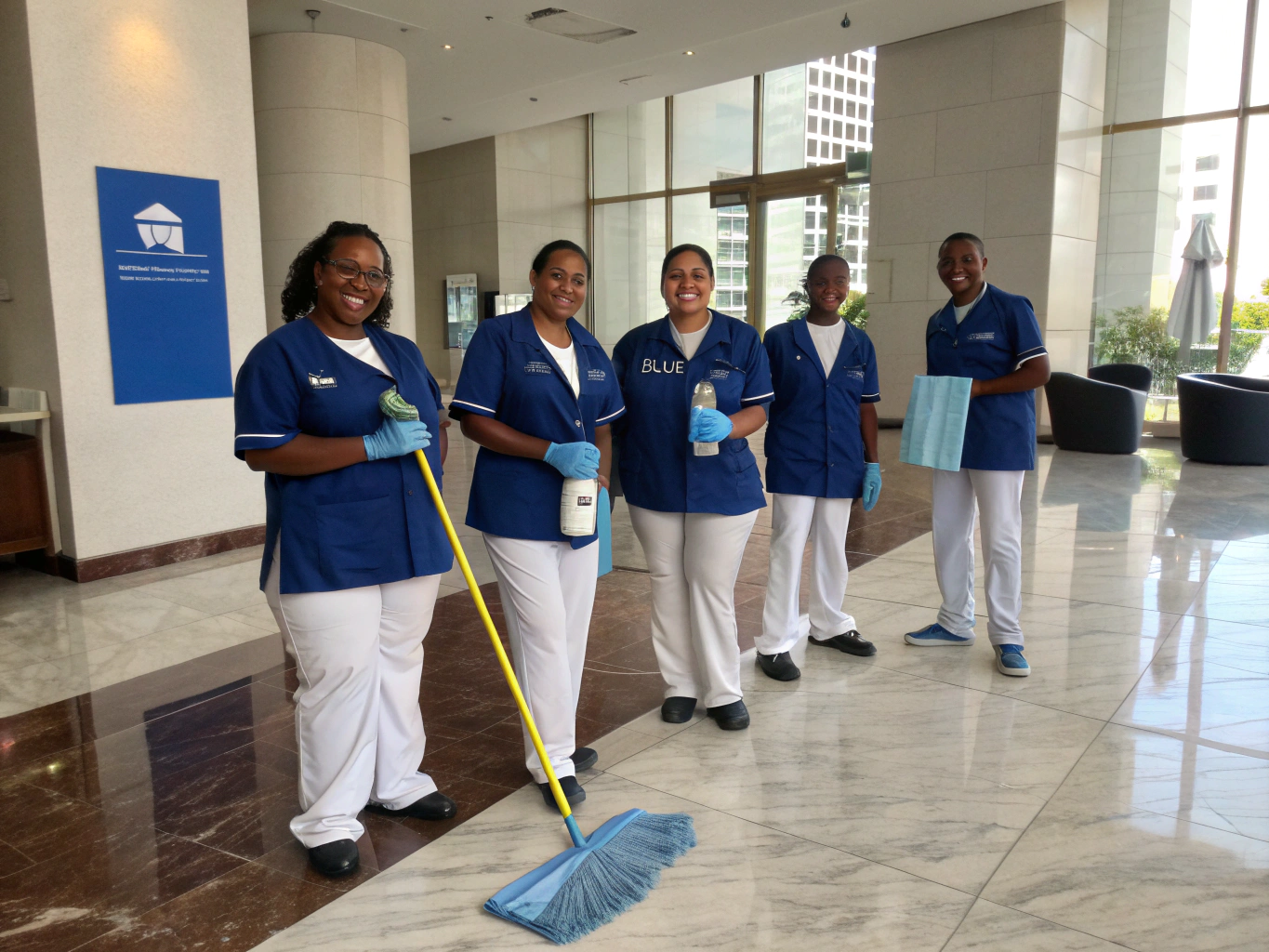Expert cleaner in uniform performing professional duties